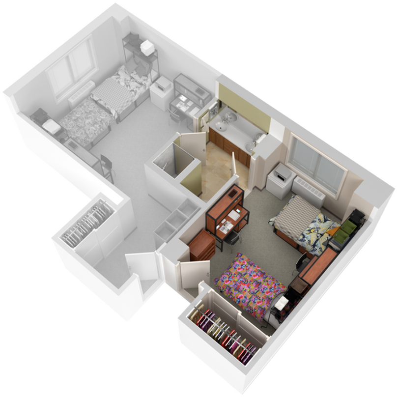 2BR/1BA – Park North floor plan