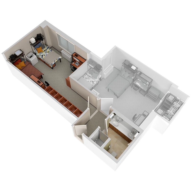 2BR/1BA – Frances floor plan